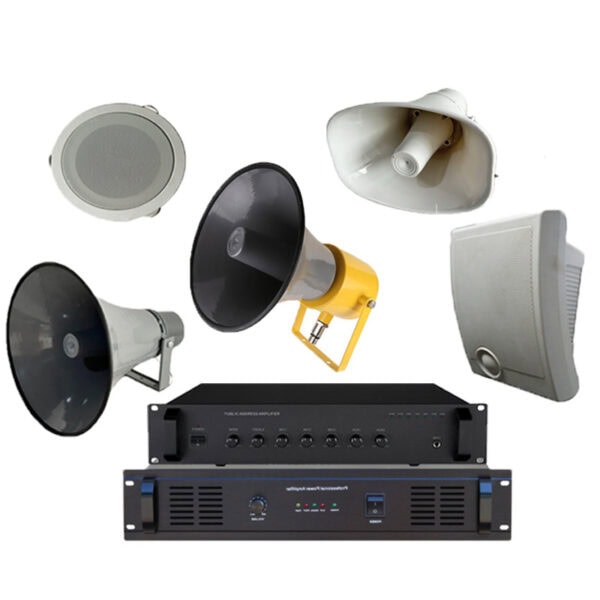 Emergency alert system loudspeakers and sirens for public safety communication.