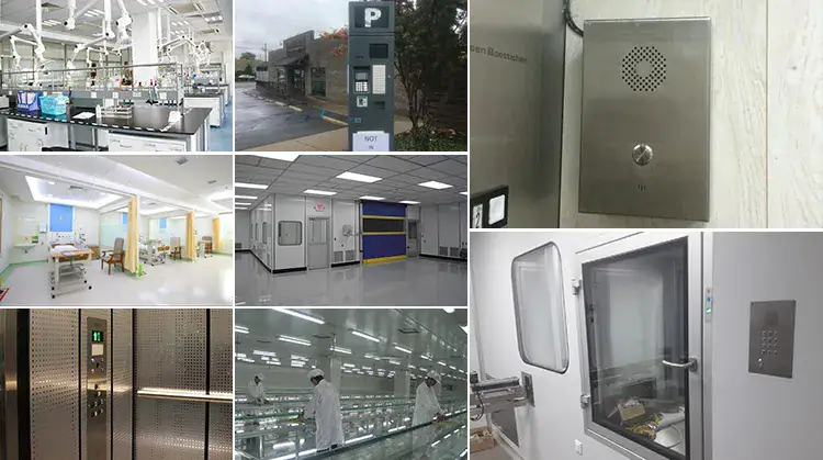 Emergency Telephone Intercom for Elevator JWAT402, designed for safety and communication in elevator systems. Durable metal construction with speaker and microphone for reliable emergency communicatio.