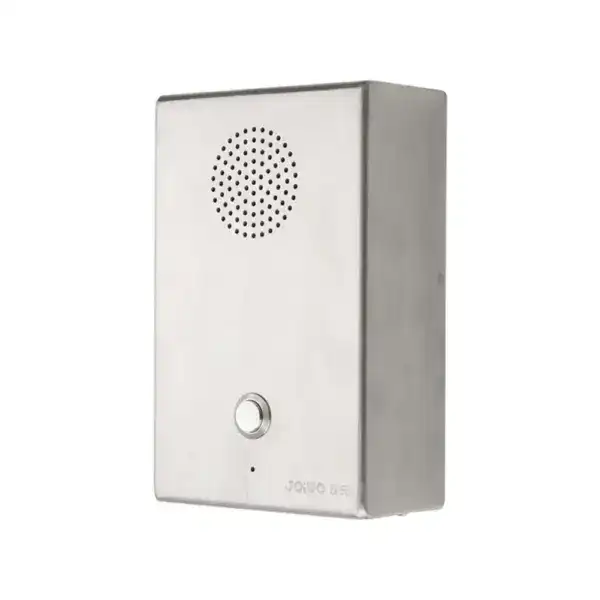 Rugged analog and SIP intercom elevator emergency telephone with speaker and call button for safety communication.