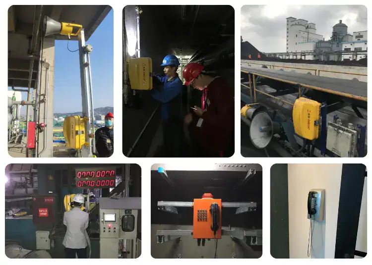 Emergency intercom device for quick communication in industrial or public safety settings. Wall-mounted speed dial intercom with durable design for emergency use.