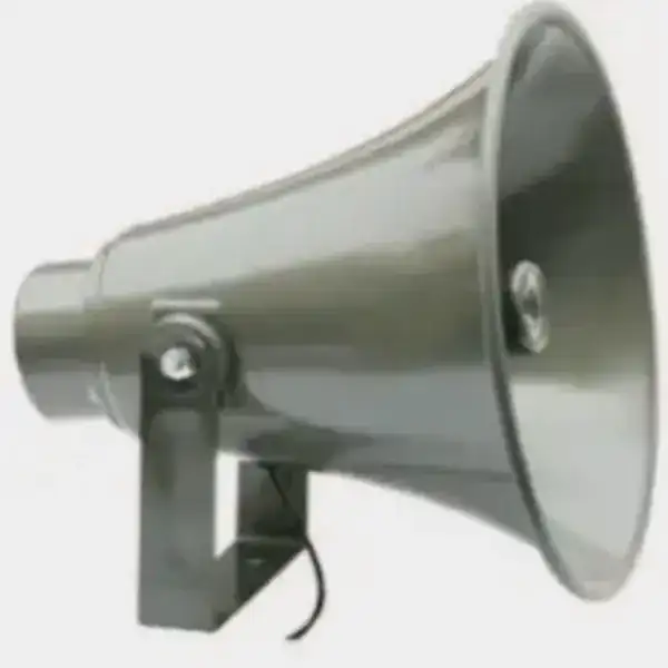 Waterproof loudspeaker horn for outdoor sound amplification, model JWAY006, designed for durability and high sound output in harsh environments.