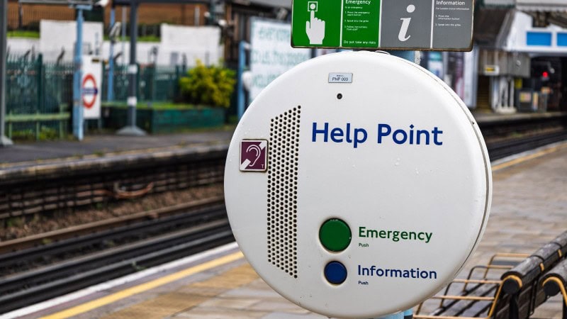 a smart help point installed at a train station