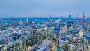 a petrochemical plant that poses a challenge to emergency communication