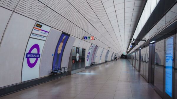 a subway station with emergency intercoms