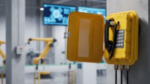 an atex explosion proof telephone in a factory