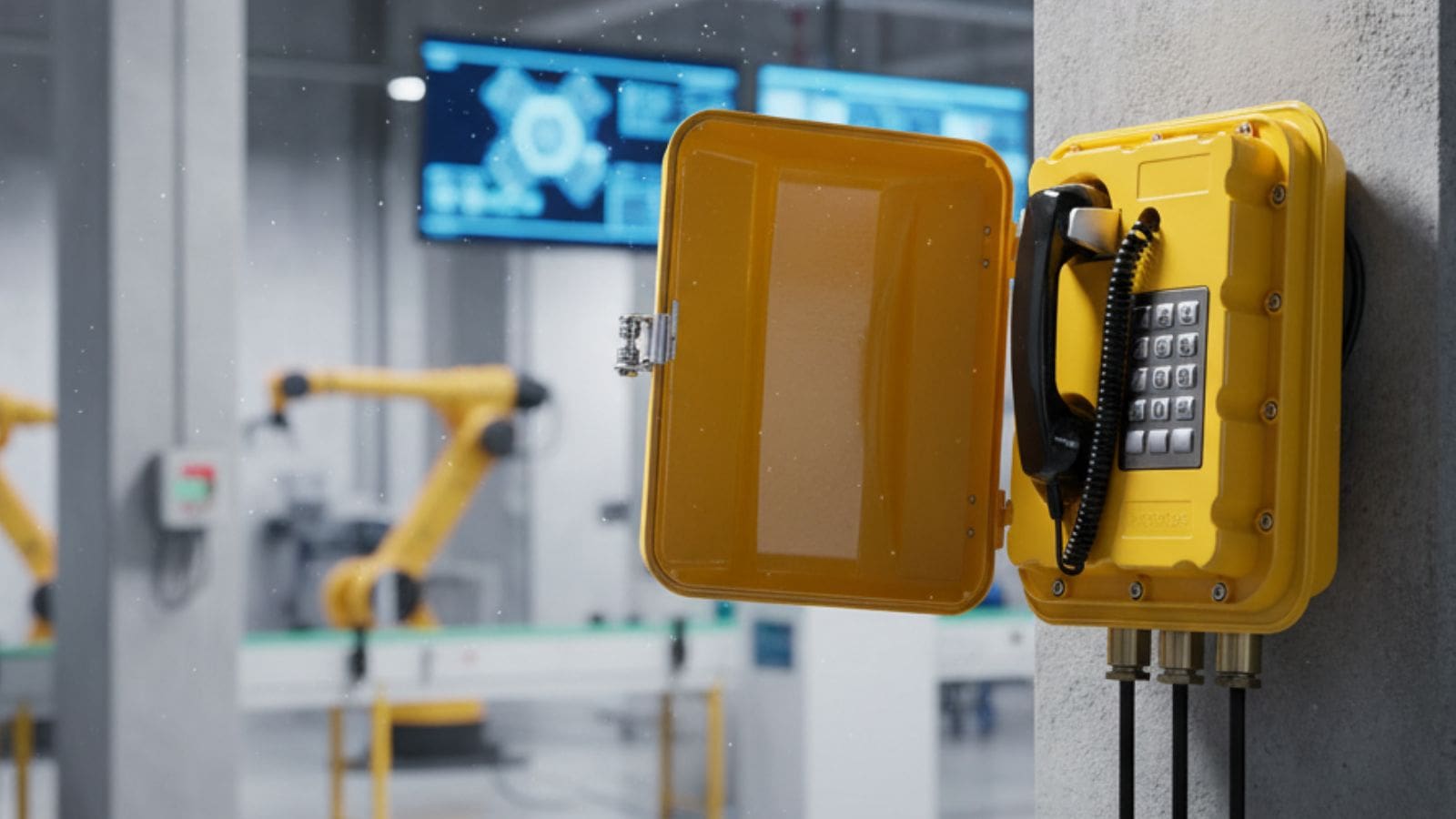 an atex explosion proof telephone in a factory