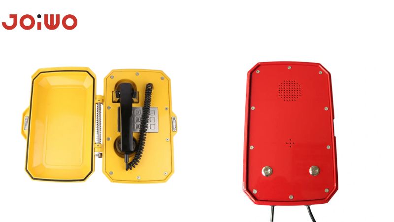 a Joiwo fiber optic intercom station and a SIP compatible industrial telephone