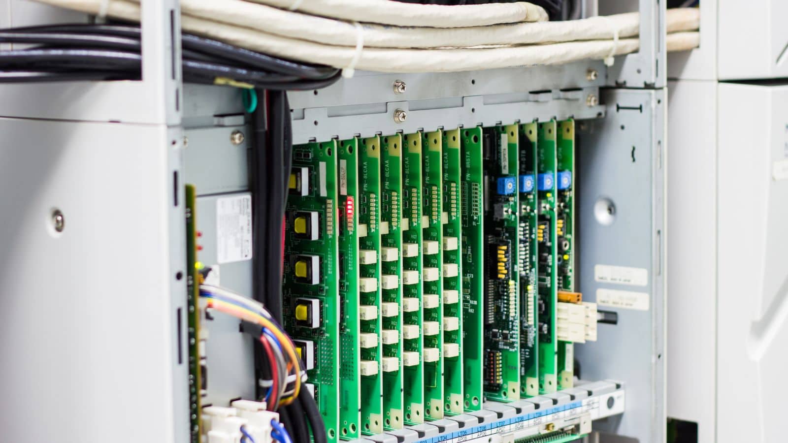 a telephone exchange server undergoing inspection and maintenance