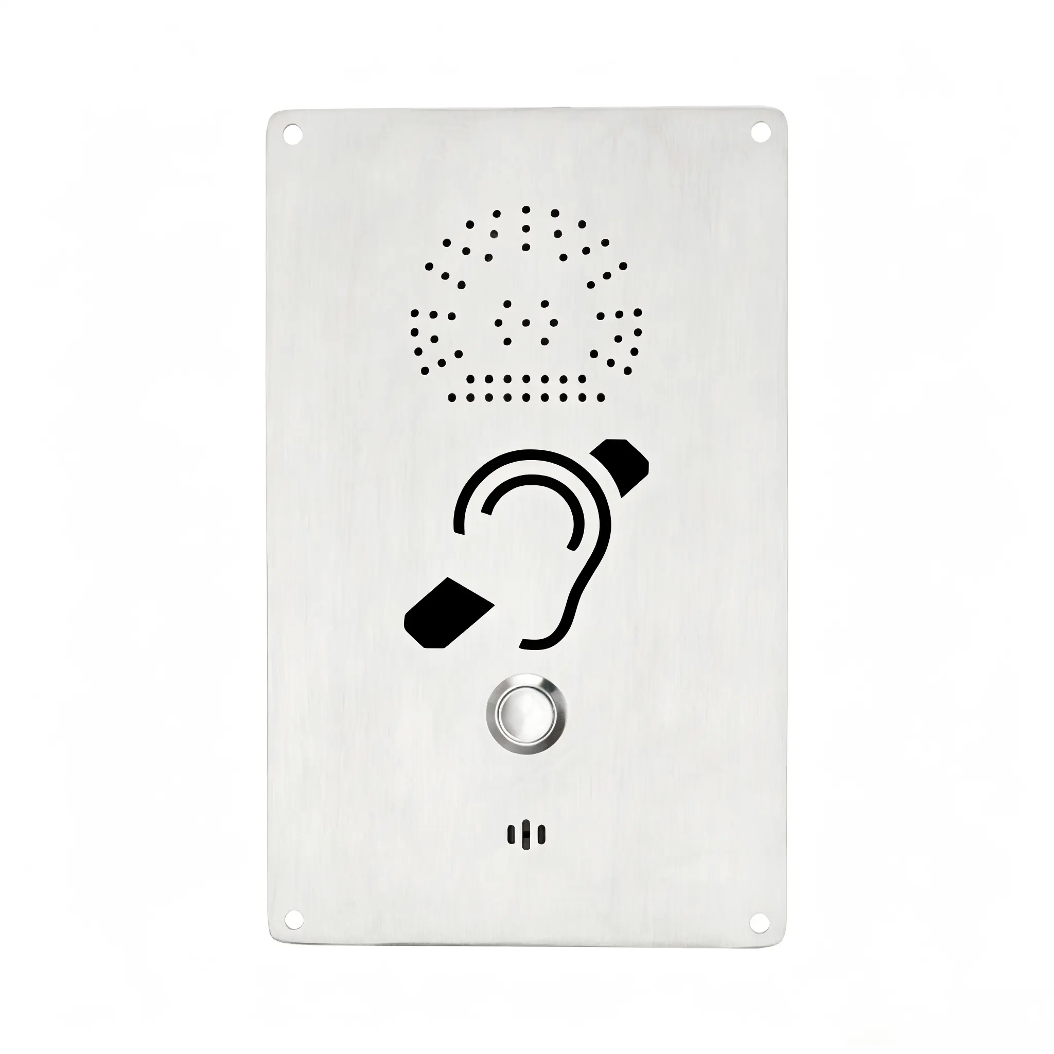 Hands-free elevator emergency phone with speaker and call button for safety and communication in elevators.