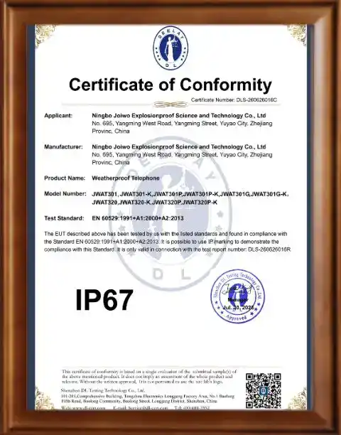 Weatherproof telephone with IP67 certification for outdoor use, featuring durable design and reliable connectivity, suitable for harsh environments.